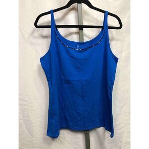 NY & Company Royal Blue Tank Top Sequins Embellished Scoop Neck Women's XL